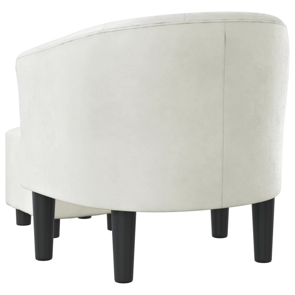 Tub Chair with Footstool White Faux Leather