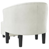 Tub Chair with Footstool White Faux Leather