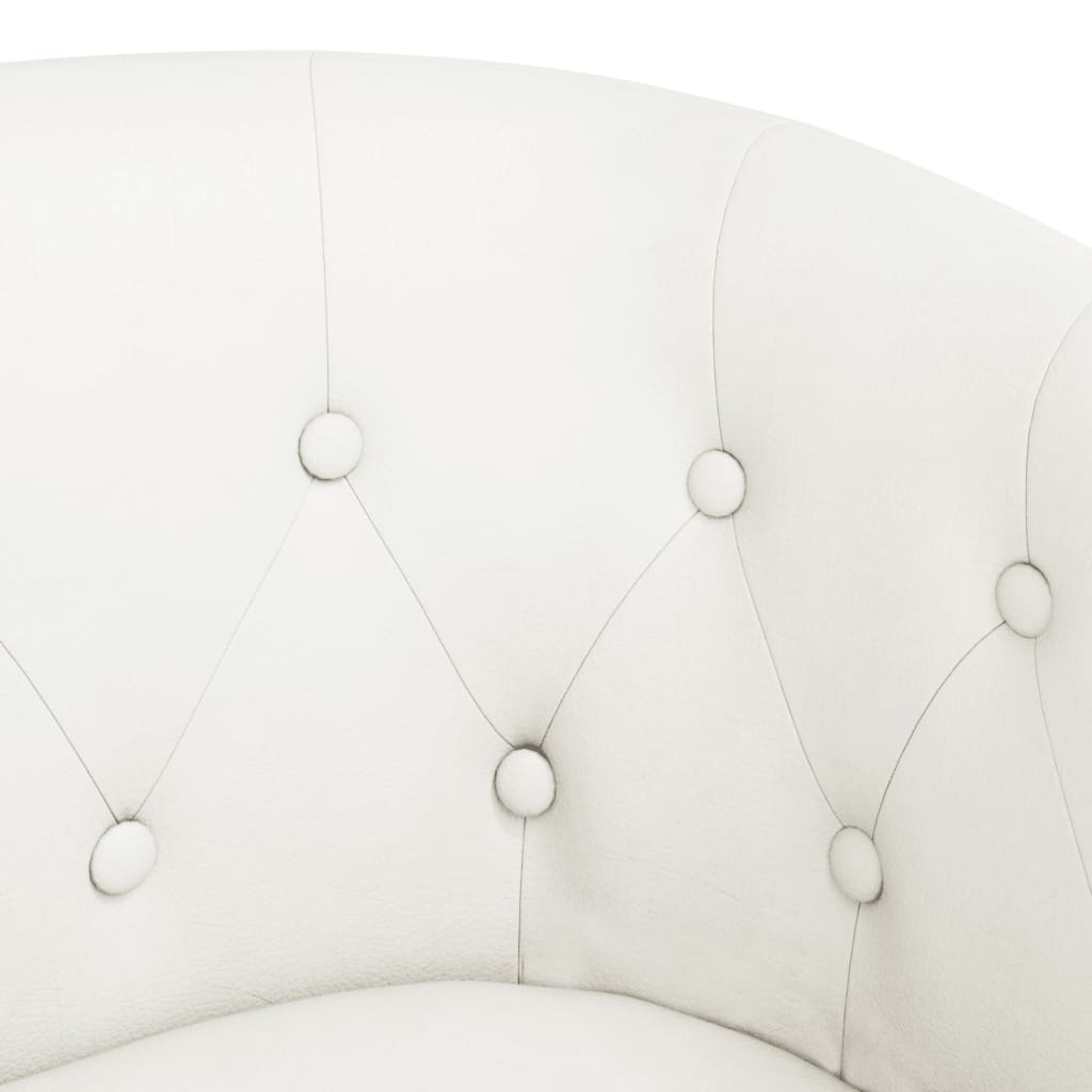 Tub Chair with Footstool White Faux Leather
