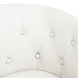 Tub Chair with Footstool White Faux Leather - Rear View