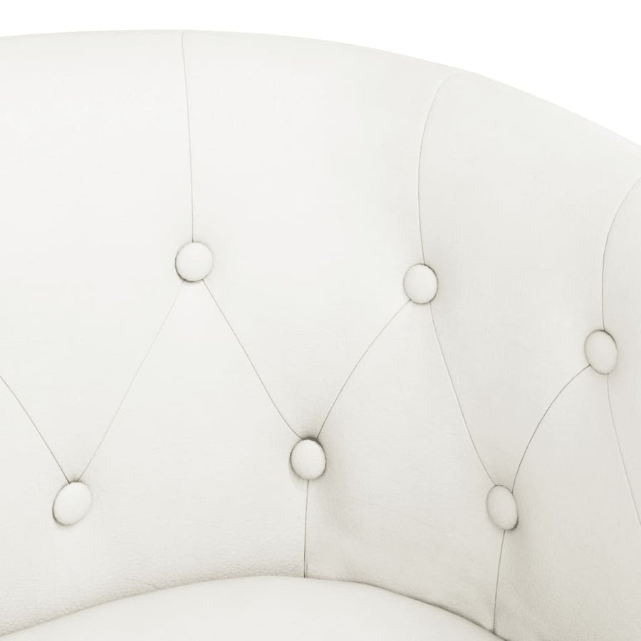Tub Chair with Footstool White Faux Leather