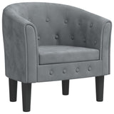 Tub Chair Dark Grey Velvet - Front View