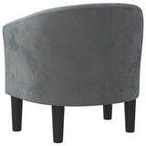 Tub Chair Dark Grey Velvet - 45-Degree Angle