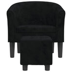 Tub Chair with Footstool Black Velvet