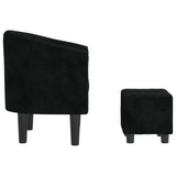 Tub Chair with Footstool Black Velvet
