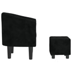 Tub Chair with Footstool Black Velvet