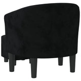Tub Chair with Footstool Black Velvet