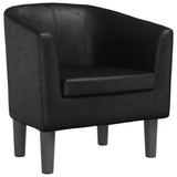 Tub Chair Black Faux Leather - Front View