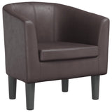 Tub Chair Brown Faux Leather - Front View