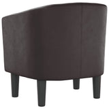 Tub Chair Brown Faux Leather - 45-Degree Angle