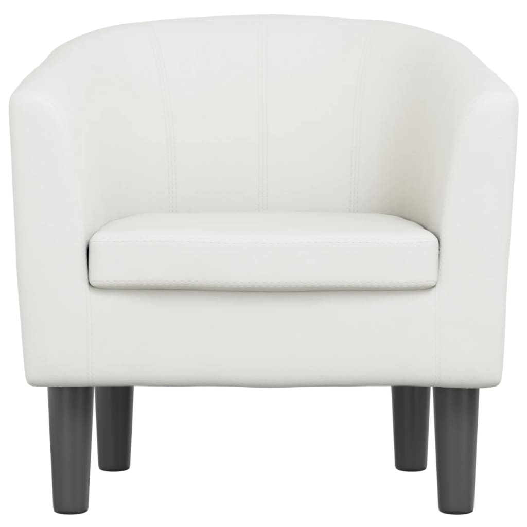 Tub Chair White Faux Leather