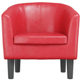 Tub Chair Red Faux Leather - Side View