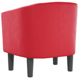 Tub Chair Red Faux Leather - 45-Degree Angle