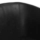 Tub Chair with Footstool Black Faux Leather - Rear View