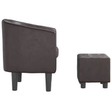 Tub Chair with Footstool Brown Faux Leather - Top-Down View