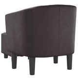 Tub Chair with Footstool Brown Faux Leather - 45-Degree Angle