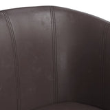 Tub Chair with Footstool Brown Faux Leather - Rear View