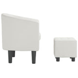 Tub Chair with Footstool White Faux Leather - Top-Down View
