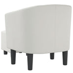Tub Chair with Footstool White Faux Leather