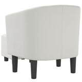 Tub Chair with Footstool White Faux Leather - 45-Degree Angle