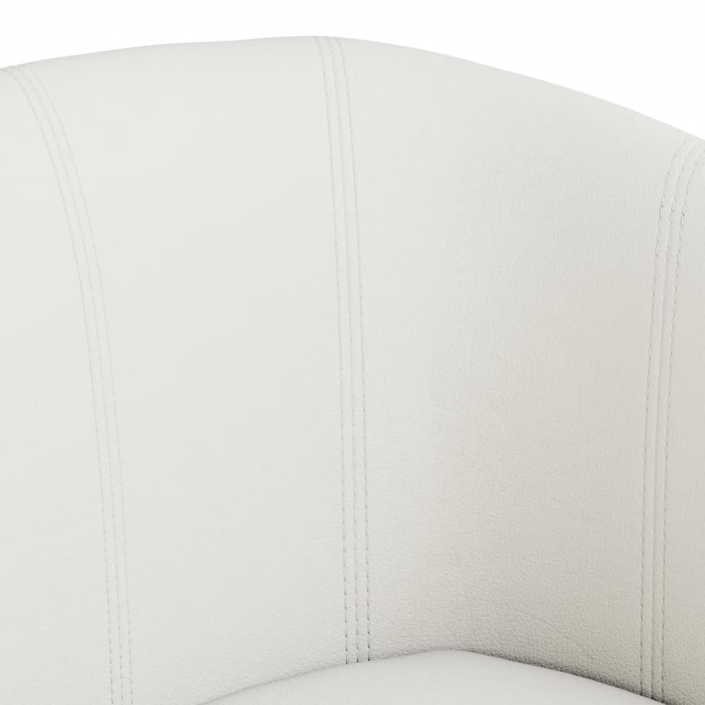 Tub Chair with Footstool White Faux Leather