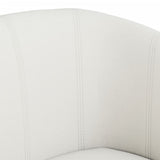 Tub Chair with Footstool White Faux Leather