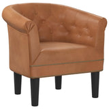 Tub Chair Brown Faux Leather - Front View