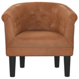 Tub Chair Brown Faux Leather - Side View