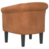 Tub Chair Brown Faux Leather - 45-Degree Angle