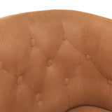 Tub Chair Brown Faux Leather - Rear View