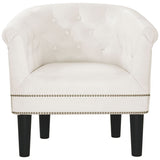 Tub Chair White Faux Leather - Side View