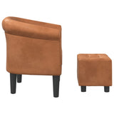 Tub Chair with Footstool Brown Faux Leather - Top-Down View