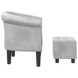 Tub Chair with Footstool Silver Faux Leather
