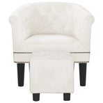 Tub Chair with Footstool White Faux Leather