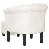 Tub Chair with Footstool White Faux Leather - 45-Degree Angle