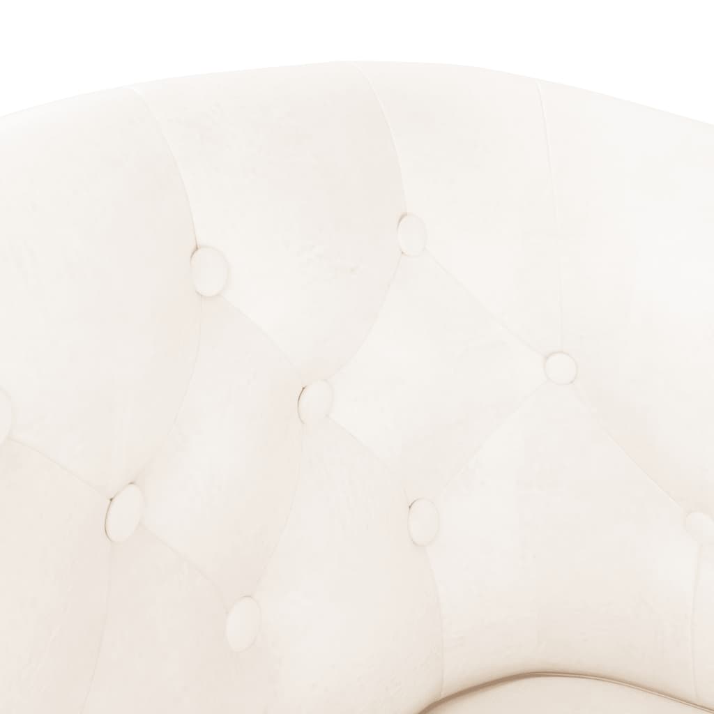 Tub Chair with Footstool White Faux Leather