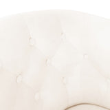 Tub Chair with Footstool White Faux Leather - Rear View