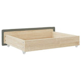 Bed Drawers 2 pcs Light Grey Engineered Wood and Velvet - Rear View
