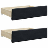 Bed Drawers 2 pcs Black Engineered Wood and Faux Leather - Front View