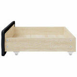 Bed Drawers 2 pcs Black Engineered Wood and Faux Leather - 45-Degree Angle