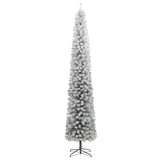 Slim Christmas Tree with Stand and Flocked Snow 270 cm PVC - Front View