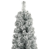 Slim Christmas Tree with Stand and Flocked Snow 270 cm PVC - Side View