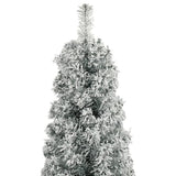 Slim Christmas Tree with Stand and Flocked Snow 300 cm PVC - Side View