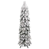 Artificial Pre-lit Christmas Tree with 60 LEDs and Flocked Snow 120 cm - Top-Down View