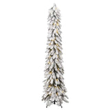 Artificial Pre-lit Christmas Tree with 100 LEDs and Flocked Snow 180 cm - Side View