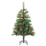 Artificial Hinged Christmas Tree with Cones and Berries 150 cm - Front View