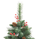 Artificial Hinged Christmas Tree with Cones and Berries 180 cm - Top-Down View