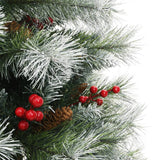 Artificial Hinged Christmas Tree with Cones and Berries 120 cm - 45-Degree Angle
