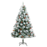 Artificial Hinged Christmas Tree with Cones and Berries 180 cm - Front View