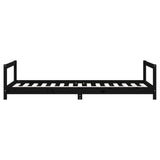 Kids Bed Frame Black 90x190 cm Solid Wood Pine